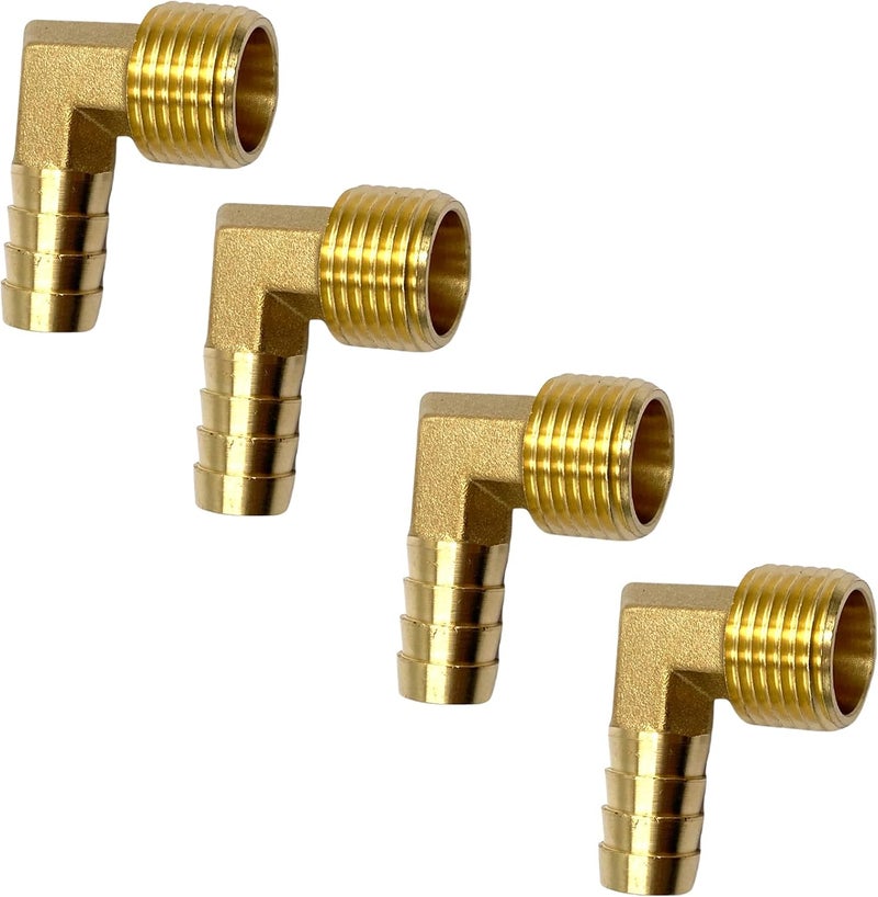 Bumugufu 4Pcs 1/2 Barb to 1/2 NPT 90 Degree Elbow Hose Fittings,1/2 Inch NPT Male to 1/2 Inch OD Hose Barb Fittings for Water, Fuel, Air - Image 5